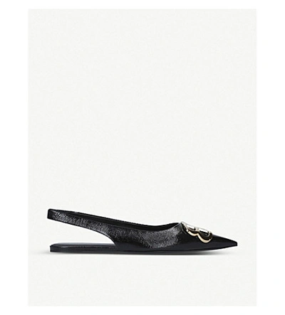 Shop Balenciaga Knife Bb-embellished Patent-leather Slingback Mules In Blk/other