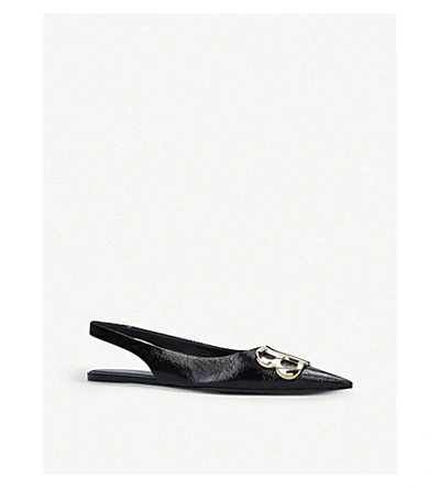 Shop Balenciaga Knife Bb-embellished Patent-leather Slingback Mules In Blk/other