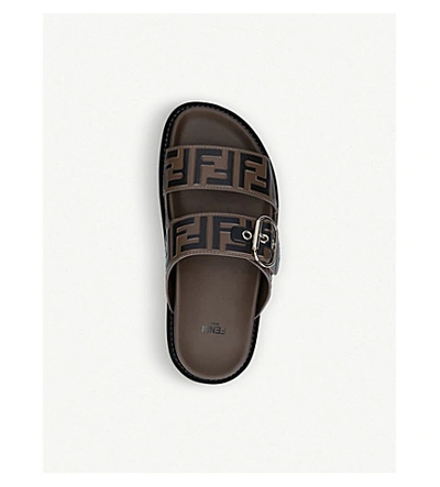 Shop Fendi Logo-print Leather Sandals