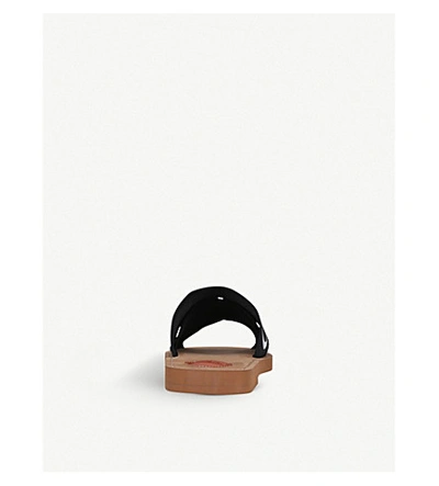 Chloé Woody Linen Flat Sandals In Black