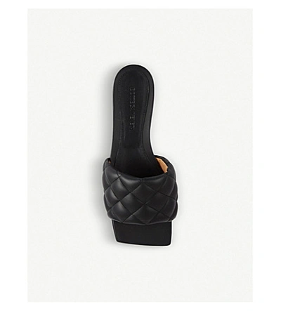 Shop Bottega Veneta Womens Black Quilted Leather Flat Sandals