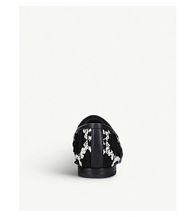 Shop Gucci Jordaan Tweed Loafers In Black/comb