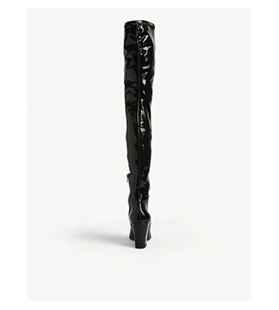 Shop Maje Fotui Thigh-high Patent Leather Boots In Black
