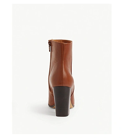 Shop Maje Flixy Leather Ankle Boots In Cognac