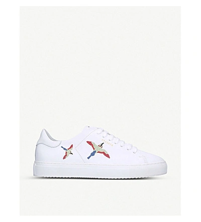 Shop Axel Arigato Womens White/oth Clean 90 Bird-embroidered Leather Low-top Trainers