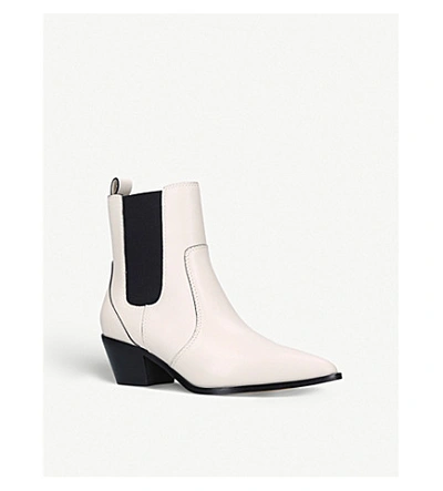 Shop Paige Willa Leather And Woven Heeled Ankle Boots In Cream