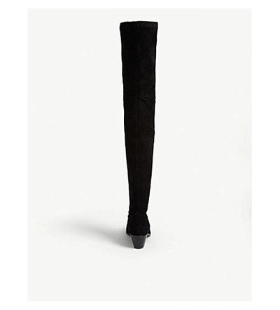 Shop Maje Flikuio Elasticated Leather Thigh Boots In Black