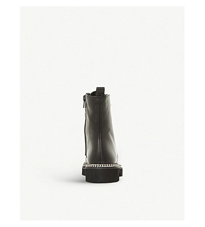 Shop Dune Chain Detail Leather Biker Boots In Black-leather