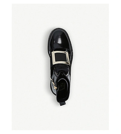 Shop Roger Vivier Womens Black Viv Rangers Patent-leather Ankle Boots 7