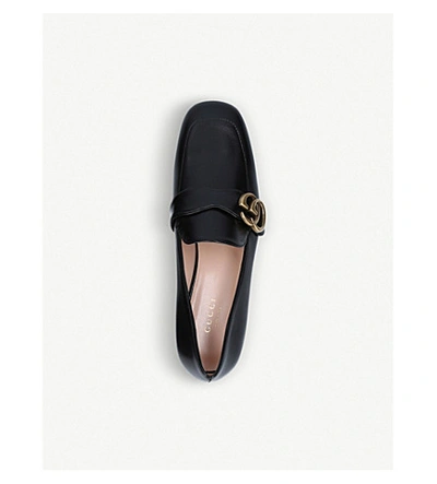Shop Gucci Marmont Leather Loafers In Black