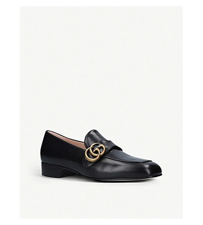 Shop Gucci Marmont Leather Loafers In Black