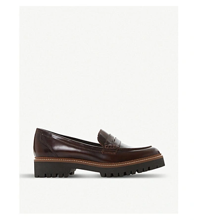 Shop Dune Gecho Leather Penny Loafers In Burgundy-leather