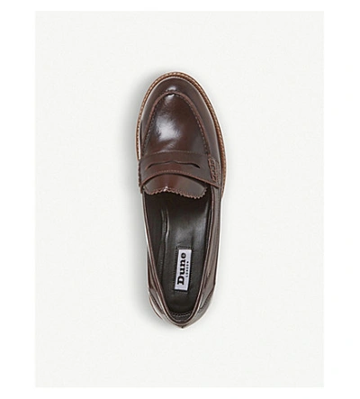 Shop Dune Gecho Leather Penny Loafers In Burgundy-leather