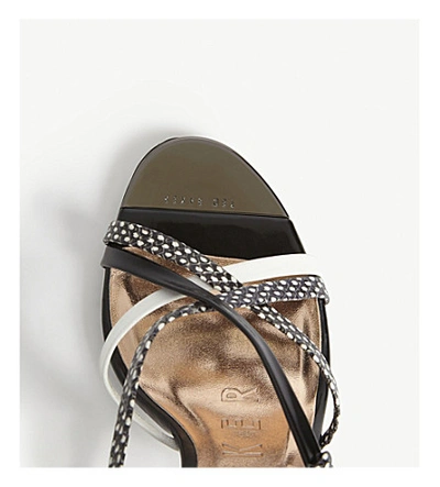 Shop Ted Baker Theanaa Snakeskin-embossed Leather Heeled Sandals In Black