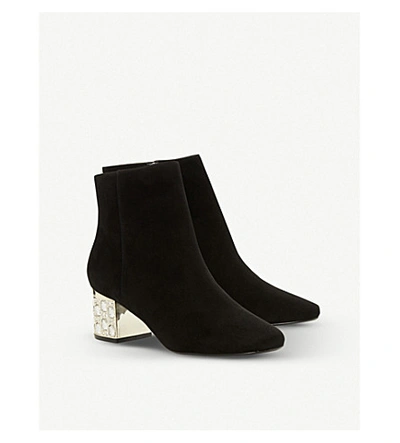 Shop Dune Orriana Embellished Heel Ankle Boots In Black-suede