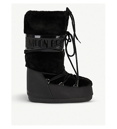 Moon Boot Classic Faux Fur-trimmed Ankle Boots In Black | ModeSens