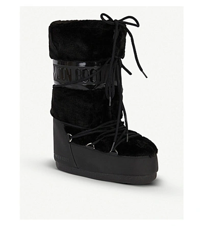 Shop Moon Boot Faux Fur-trimmed Snow Boots In Black