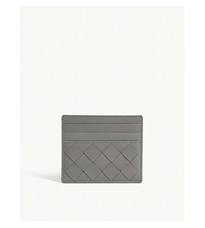 Shop Bottega Veneta Leather Card Holder In Concrete