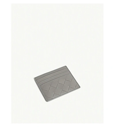 Shop Bottega Veneta Leather Card Holder In Concrete