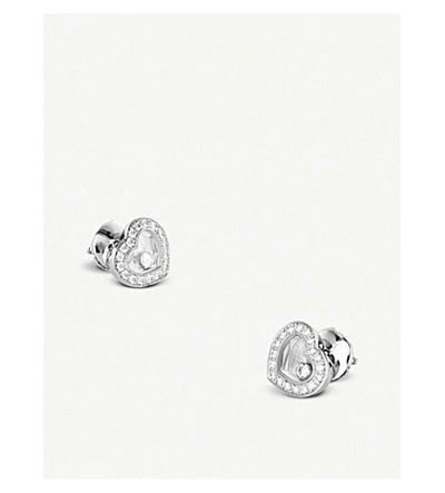 Shop Chopard Happy Diamonds Icons 18ct White-gold And Diamond Earrings In White Gold
