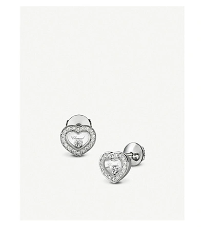 Shop Chopard Happy Diamonds Icons 18ct White-gold And Diamond Earrings In White Gold