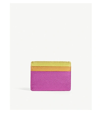 Shop Kurt Geiger Striped Metallic Leather Card Holder In Mult/other