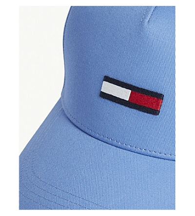 Shop Tommy Jeans Tricolour Embroidered Logo Cotton Canvas Baseball Cap In Pale Blue