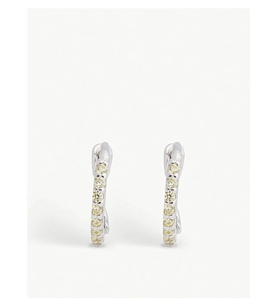 Shop Astrid & Miyu Crystal Rhodium-plated Huggie Earring In Yellow/silver