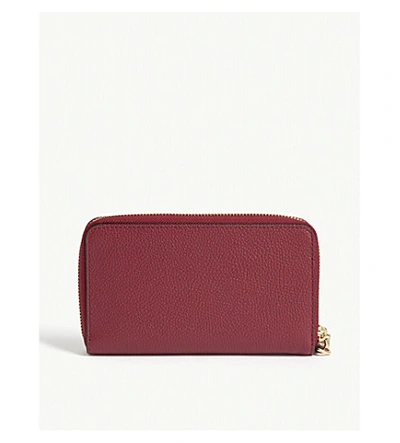 Shop Michael Michael Kors Leather Travel Phone Case In Berry