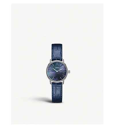 Shop Rado R22897915 Coupole Classic Stainless Steel And Leather Watch In Blue