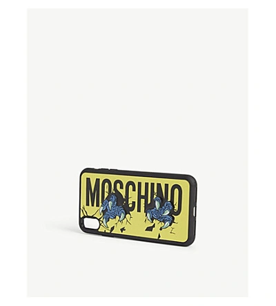 Shop Moschino Claw Logo Iphone Xs Max Case In Yellow Blue