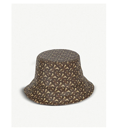Shop Burberry Logo-print Coated-cotton Bucket Hat In Bridle+brown
