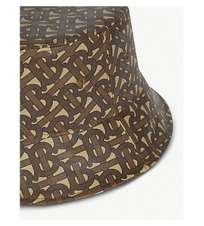 Shop Burberry Logo-print Coated-cotton Bucket Hat In Bridle+brown