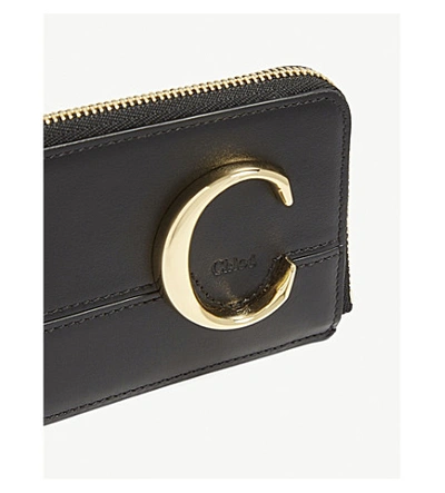 Shop Chloé Monogram Leather Card Holder In Black