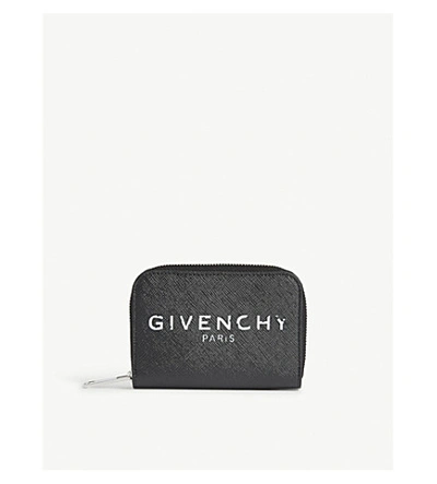 Shop Givenchy Faded Logo Print Leather Purse In Black