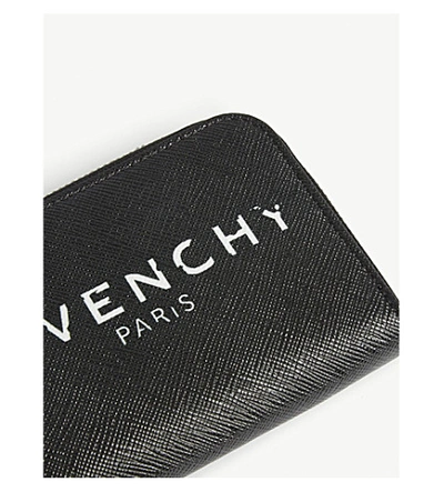 Shop Givenchy Faded Logo Print Leather Purse In Black