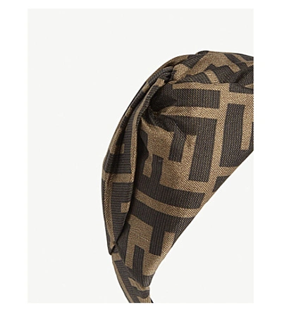 Shop Fendi Ff Logo-printed Silk Hairband In Brown Black