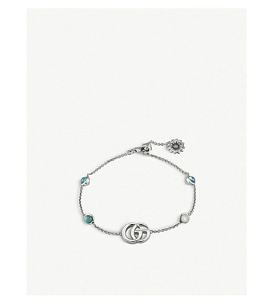 Shop Gucci Gg Marmont Sterling Silver And Mother-of-pearl Bracelet