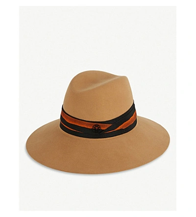 Shop Maison Michel Kate Felt Fedora Hat In Sugar+brown