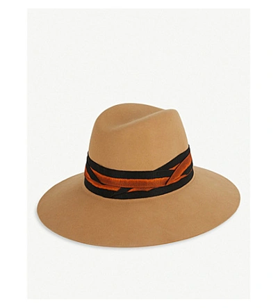 Shop Maison Michel Kate Felt Fedora Hat In Sugar+brown