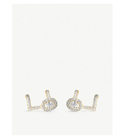 Shop Messika Glam'azone 18ct Yellow-gold And Pavé Diamond Earrings