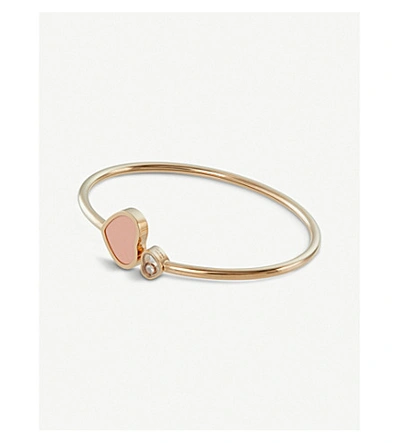 Shop Chopard Happy Hearts 18ct Rose-gold, Diamond And Coral Bangle In Rose Gold And Coral