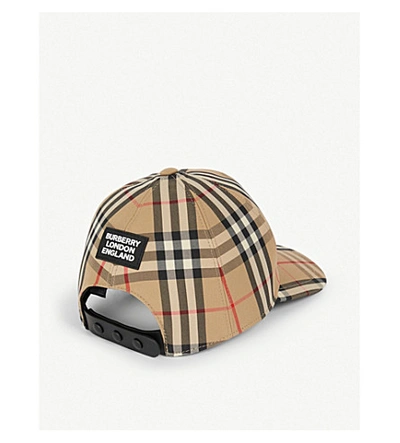 Shop Burberry Logo-embellished Vintage Check-print Cotton-blend Baseball Cap In Archive Beige