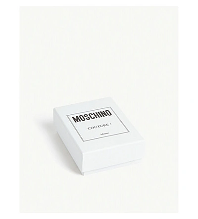 Shop Moschino Logo Leather Card Holder In Black White