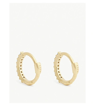 Shop Astrid & Miyu Crystal Gold-plated Huggie Earring In Blue/gold
