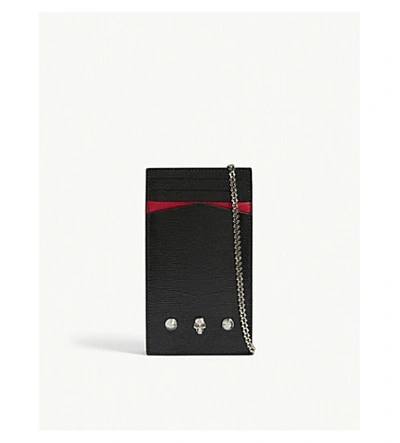 Shop Alexander Mcqueen Skull Leather Phone Case On Chain In Black+red