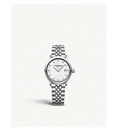Shop Raymond Weil 5634st97081 Freelancer Stainless Steel And Diamond Watch In Mother Of Pearl