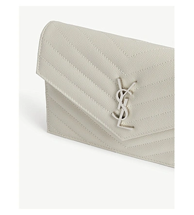 Shop Saint Laurent Monogram Quilted Leather Wallet-on-chain In Blanc Vintage