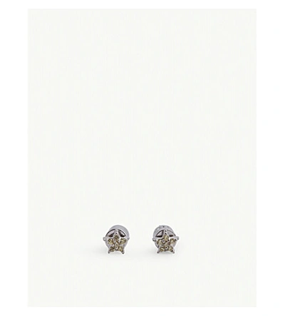 Shop Astrid & Miyu Mystic Star Rhodium-plated Stud Earrings In Yellow/silver