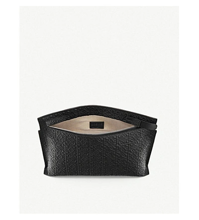 Shop Loewe Repeat T Logo-embossed Leather Pouch In Black